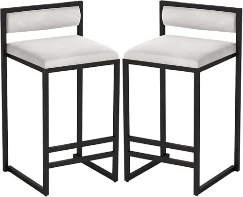 FDTMGW Counter Height Stools Bar Stools Set von 2, Counterhöhe Barstools, samtpolsterte Kücheninselhocker, Moderne Low -Rücken -Bar -Stühle Easy Assembly (Green, 75 cm) von FDTMGW