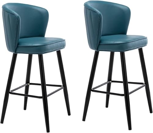 FDTMGW Counter Height Stools Bar Stuhlset 2, Counter High Stools mit Armlehne und Rücken, Luxus -PU -Leder -Barhocker mit Samtsitz für Bistro Dining Breakfast Kitchen Island (E, 75 cm) von FDTMGW