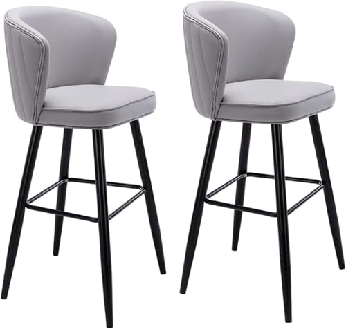 FDTMGW Counter Height Stools Bar Stuhlset 2, Theke Hochhocker mit Armlehne und Rücken, Luxus -PU -Leder -Barhocker mit Samtsitz für Bistro Dining Breakfast Kitchen Island (B, 75 cm) von FDTMGW