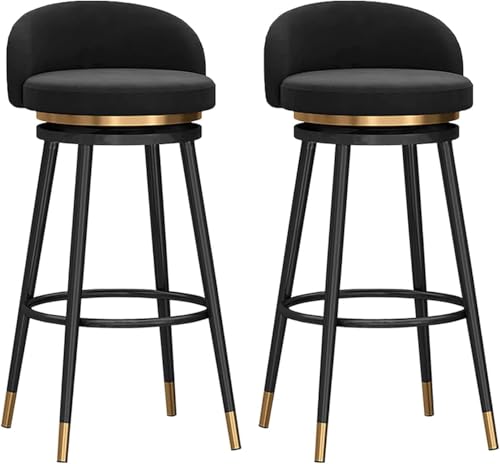 FDTMGW Counter Height Stools Barhocker Set von 2 Schwenkbarhockern Moderner Samt Barstool mit Rücken, 65 cm Sitzhöhe Küchinselinsel Counter Stuhl Pub Stühle Fit (blau) von FDTMGW