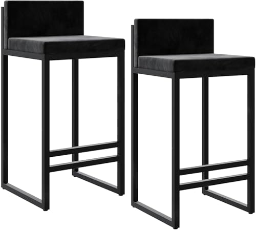 FDTMGW Counter Heighthools Counter Height Barhocker mit Rückenset von 2 Velve Küchenstuhl Polsterinsel Barhocker- 75 cm Sitzhöhe (weiß, 65 cm) von FDTMGW