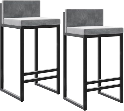 FDTMGW Counter Heighthools Counter Height Barhocker mit Rückenset von 2 Velve Küchenstuhl Polsterinsel Barhocker- 75 cm Sitzhöhe (weiß, 65 cm) von FDTMGW