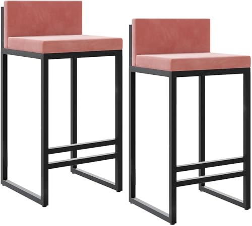 FDTMGW Counter Heighthools Counter Height Barhocker mit Rückenset von 2 Velve Küchenstuhl Polsterinsel Barhocker- 75 cm Sitzhöhe (weiß, 65 cm) von FDTMGW