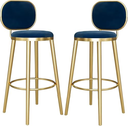 FDTMGW Counter Heighthools Height Barhocker Set von 2, samtpolsterte Frühstücksstuhl, komfortable Barstühle Kücheninselhocker für Restaurant, Bistro, Theke (Weiß, 75 cm) von FDTMGW