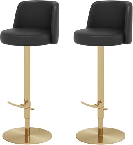 FDTMGW Frühstücksstuhl für Küchenschwenkbar Stuhl Set von 2 Leder Barhocker Counterhöhe 58-83 cm (dunkelgrau) von FDTMGW