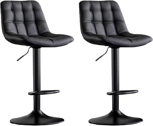 FDTMGW Frühstücksstuhl für Küchenverstellbare Barhocker Set mit 2 Barhocker mit Rücken-PU-Lederhöhe 60-80 cm (b) von FDTMGW