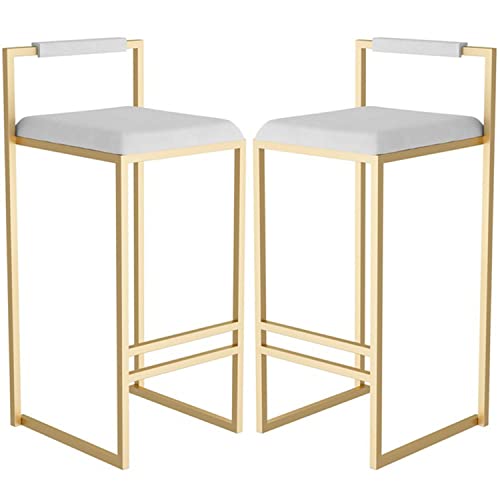 FDTMGW Industrial Barstools, Set von 2 Barhocker Küchenthekeschalter Stuhlstühlen mit Metallrückenlehne und Fußstütze (Weiß B, 66 cm) von FDTMGW