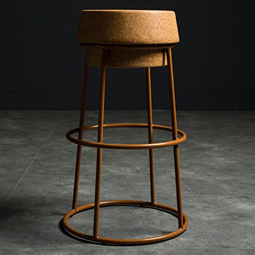 FDTMGW Industrie -Barhocker, Barhocker Frühstück Küchentischhocker mit Metallfußstütze und weicher Sitz (braun, 65 cm) von FDTMGW