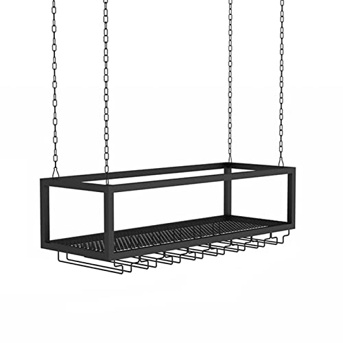 FDTMGW Moderne Schwarze Weinregal Decke Hanging Home Bar Lagerregal für Weinflaschen Champagner und Stammbalchen Brille Wandmontage Metall Floating Nizer Regale 60x25x20cm Größe von FDTMGW