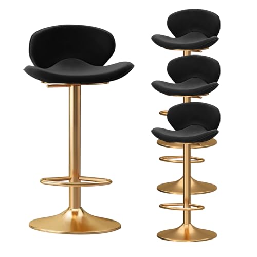FDTMGW Moderne Stangenhocker Set von 4, einstellbare 360 ​​° -Wirmel -Velvet -Stangenhocker mit niedrigem (schwarz) von FDTMGW