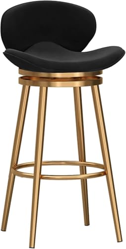 FDTMGW Moderne Velvet Bar Stools Set von 1 weißen gepolsterten Küchentischhocker mit Rückenlehne 65 cm Sitzhöhe, schwarz, 1pcs, Höhe: 75 cm von FDTMGW
