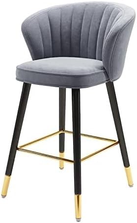 FDTMGW Moderner Velvet Barhocker mit Rückenlehne und Fußstützen Frühstücksküchtzugstuhl mit (rosa, Sitzhöhe 75 cm) von FDTMGW