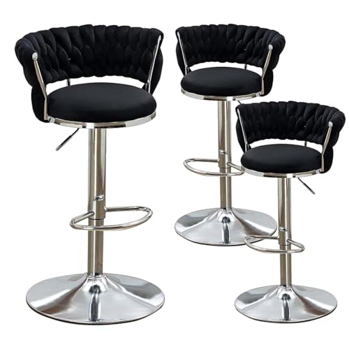 FDTMGW Schwenkvelvet -Stuhl -Stuhl -Set aus Verstellbarer Thekenhöhe Barstool, moderner Esstuhl mit gewebten Rücken (weißes Silberbein, 2pcs) von FDTMGW