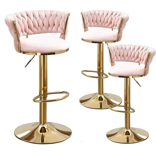 FDTMGW Schwenkvelvet -Stuhl -Stuhl -Set aus Verstellbarer Thekenhöhe Barstool, moderner Esstuhl mit gewebten Rücken (weißes Silberbein, 2pcs) von FDTMGW
