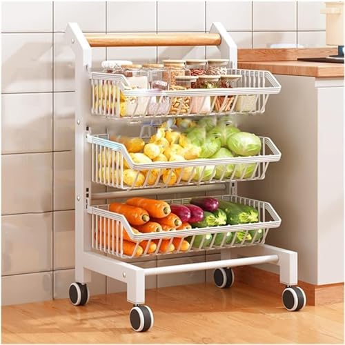 FDTMGW Stapelbarer Snack Nizer Küchenlagerstange mit Multi -Layer -Körben und Mobilitätsrädern weiß klein FDTMGW Stapelbarer Snack Nizer Küchenlagerstange mit Multi -Layer -Körben und Mobilitätsrädern weiß klein von FDTMGW