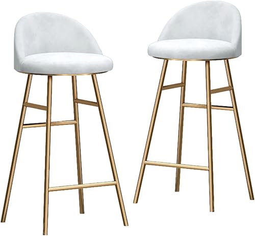 FDTMGW Stuhlhocker Barhocker Set 2-Samt-Barstools mit goldenen Metallbeinen Kücheninselhocker, hohe Barstühle für Inselschalter, Pub, Bistro (Green, 65 cm) von FDTMGW
