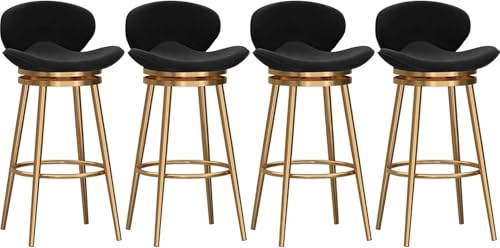 FDTMGW Stuhlhocker Schwenkstangenhocker Velvet Counter Height Barhocker mit Rücken, gepolsterter Barstuhl für Kücheninsel, Metall Modern Stühle (Pink, 75 cm 2pcs) von FDTMGW
