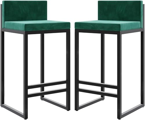 FDTMGW Stuhlhöhe Stuhl Moidyury Moderne Counterhöhe Barhocker mit Metallbasis und Fußstütze, Velve Polsterstuhlstühle für Kücheninsel-Set von 2-75 cm sitzender Höhe (weiß, 65 cm von FDTMGW