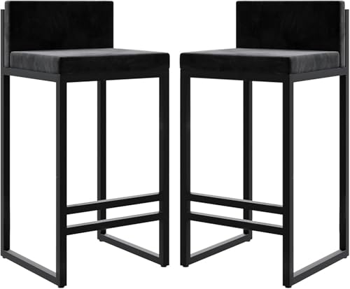 FDTMGW Stuhlhöhe Stuhl Moidyury Moderne Counterhöhe Barhocker mit Metallbasis und Fußstütze, Velve Polsterstuhlstühle für Kücheninsel-Set von 2-75 cm sitzender Höhe (weiß, 65 cm von FDTMGW