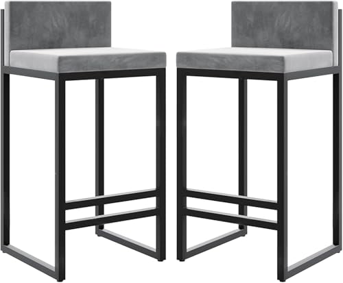 FDTMGW Stuhlhöhe Stuhl Moidyury Moderne Counterhöhe Barhocker mit Metallbasis und Fußstütze, Velve Polsterstuhlstühle für Kücheninsel-Set von 2-75 cm sitzender Höhe (weiß, 65 cm von FDTMGW