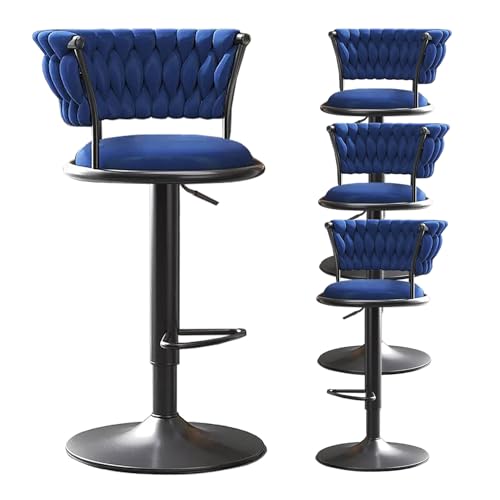 FDTMGW Velvet Bar Stools Set von 4 Zählerhöhe Barhocker mit Rücken -Schwenkstühlen mit schwarzer Basis Moderne verstellbare Küche (hellgrau) von FDTMGW