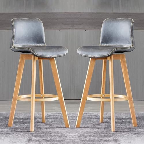 FDTMGW Verstellbarer Schwenkstangenhocker Set 2 - Kunstlederhöhe Stuhl mit Holzbeinen: 71 cm (schwarz, hoch: 71 cm) von FDTMGW