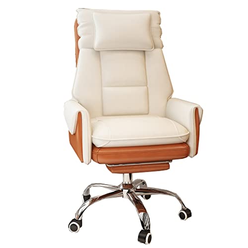 High Back Computer Gaming Chair mit Fußruhe und lumbaler Support Ergonomischer Leder-Führungsstuhl mit einstellbaren Liegearmen und Rädern Studie für Heim- und Büro-Nutzung-orange-orange-one-Größe von FDTMGW
