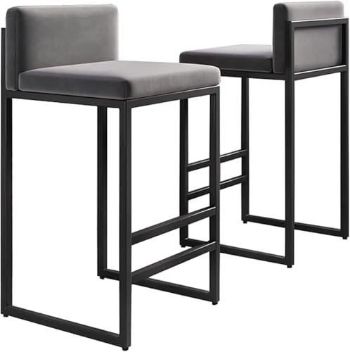 Set von 1 modernen Velvet Barhocker mit Rückenlehnen -Hochsitzen und stilvollem Design perfekt für Kücheninseln Home Bar oder Frühstückstheke bequeme Sitzhöhe 75 cm, Schwarz, Höhe 55 cm (Grey, Heig von FDTMGW