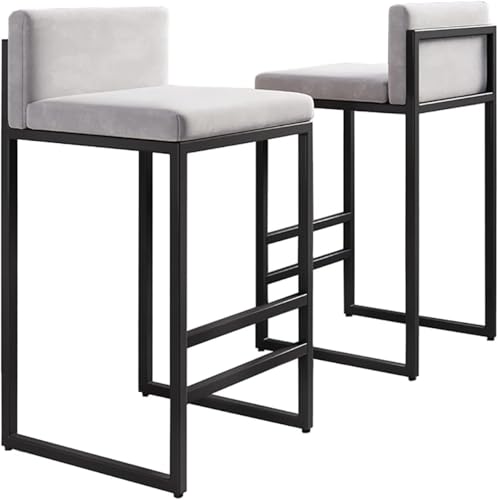 Set von 1 modernen Velvet Barhocker mit Rückenlehnen -Hochsitzen und stilvollem Design perfekt für Kücheninseln Home Bar oder Frühstückstheke bequeme Sitzhöhe 75 cm, Schwarz, Höhe 55 cm (Grey, Heig von FDTMGW