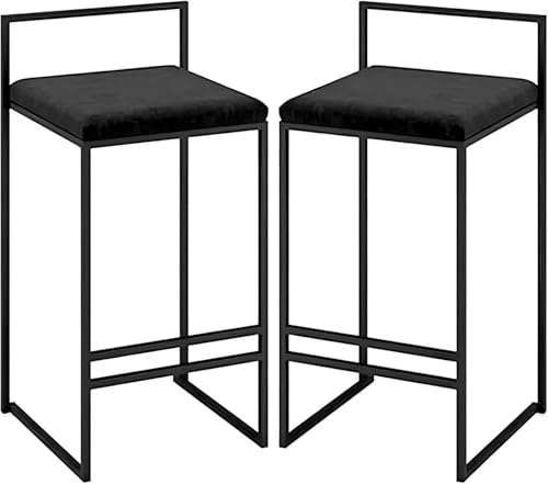 Stuhlstühle mit Zählerhöhe Stühle 2, weicher Samtkücheninselstuhl, Counter High Barhopools mit niedrigen Rückenländern und schmiedeeisernen Beinen für Kneipe, Café, Frühstücksfutterhocker (Grau, 29,9 von FDTMGW