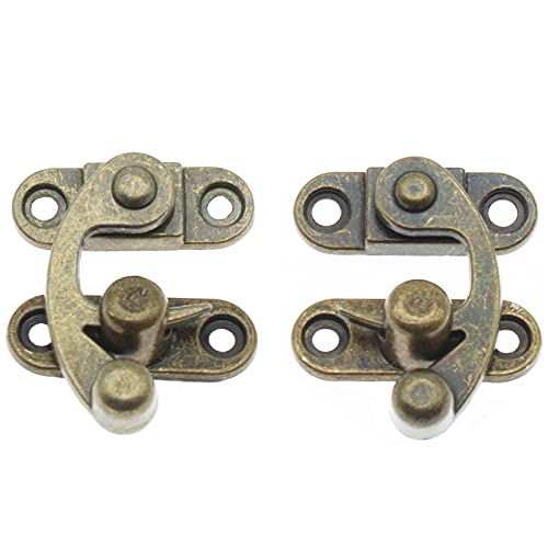 1 Paar Antik Haken Hasp Riegel links rechts Mini Schwingarm Verschluss Riegel Vintage Stil Zinklegierung Hakenriegel mit Befestigungsschrauben [FDXGYH, Bronze] von FDXGYH