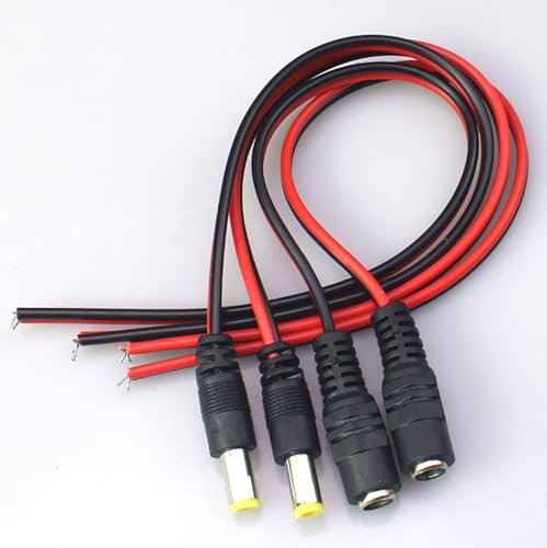 FDXGYH 10 Paar DC Power Pigtail Barrel Plug Connector Cable 12V 5A Male & Female Barrel Connectors for CCTV Security Camera and Lighting Power Adapter von FDXGYH