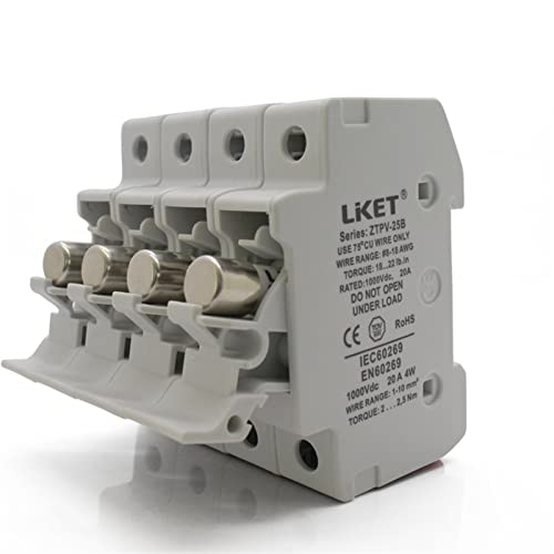 1 Satz 4P 10/20A 1000V DC Sicherungshalter mit Sicherung 10x38 gPV, Sicherungssockel for Schutz des Sonnensystems(2A) von FDYZCIYI