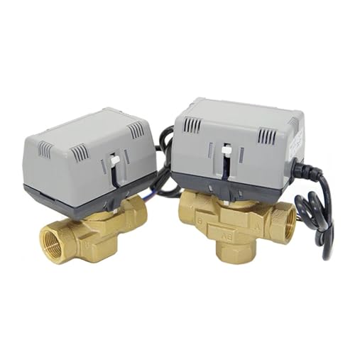 FDYZCIYI 1/2" 3/4" 1" Motorized Two Way Three Way Valve Brass VC6013/4013 DN15 DN20 DN25 Fan Coil HVAC Valve AC220V(1",VC6013_AC220V_Two Way) von FDYZCIYI