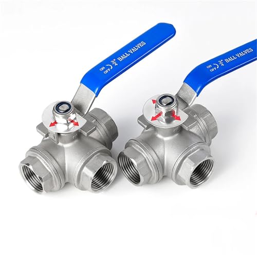 FDYZCIYI 3/8" 1/2" 3/4" 1" 1-1/2" 2" SS304 Stainless Steel Three-Way Ball Valve T/L Type DN15 DN20 DN25 BSPT Female Thread Ball Valves(1-1/2",L Type) von FDYZCIYI