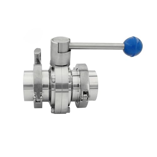 SS304 Sanitär-Tri-Clamp-Schmetterlingsventilsatz Edelstahl 1 Tri-Clamp-Schmetterlingsventil 2 Klemmen 2 Zwingen 2 Dichtung(32) von FDYZCIYI