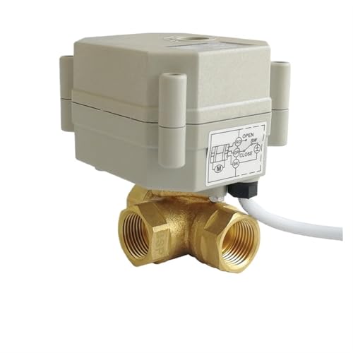 TF10-BH3-C 3/8'' DC12V oder DC24V 3-Wege-Elektrokugelhahn aus Messing mit Positionsanzeige for Sanitärinstallationen DN10(24VDC-CR201,T Bore Flow A) von FDYZCIYI