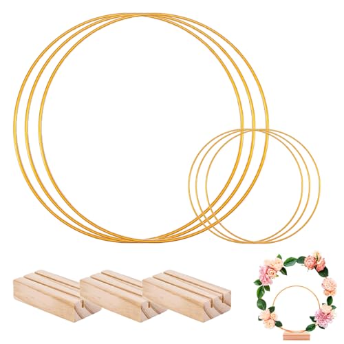 Dekoring mit Fuß, 6 Stück 20cm+10cm Metallringe Zum Basteln, Metall Ring Basis, Gold Metall Ring, Florale Dekoration Metall Ring, Dekorative Ring, Hochzeit Dekoration Kranz, Goldener Eisenring Dekoring mit Fuß, 6 Stück 20cm+10cm Metallringe Zum Basteln, Metall Ring Basis, Gold Metall Ring, Florale Dekoration Metall Ring, Dekorative Ring, Hochzeit Dekoration Kranz, Goldener Eisenring von FEADBYT