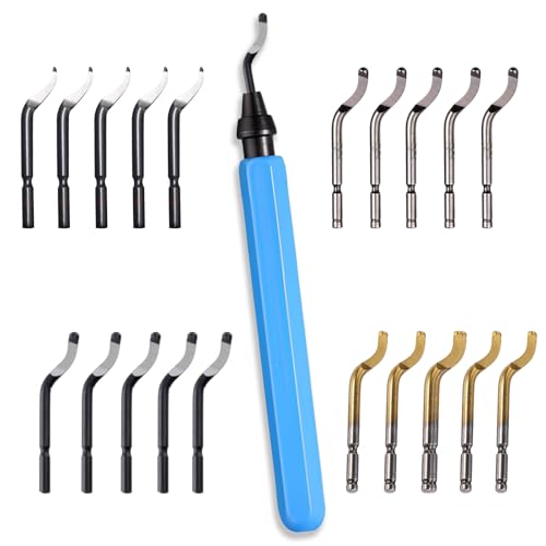 Entgratwerkzeug, 360 ° Drehbarer Metall Entgrat, 4 Formen Entgrater Klingen, Universal Handentgrater Entgratwerkzeug Set, mit 20 Stück Ersatzklingen, Geeignet zum Entfernen von Graten, Blau Entgratwerkzeug, 360 ° Drehbarer Metall Entgrat, 4 Formen Entgrater Klingen, Universal Handentgrater Entgratwerkzeug Set, mit 20 Stück Ersatzklingen, Geeignet zum Entfernen von Graten, Blau von FEADBYT