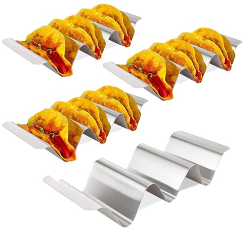 FEADBYT 4 Stück gewellte Burrito Halter, Taco Halter, Taco Halter, Schablonen Set, Hotdog Halter, Schablonen Halter, aus Edelstahl, EIN Set für Sandwiches, Restaurant, Zuhause, Picknick FEADBYT 4 Stück gewellte Burrito Halter, Taco Halter, Taco Halter, Schablonen Set, Hotdog Halter, Schablonen Halter, aus Edelstahl, EIN Set für Sandwiches, Restaurant, Zuhause, Picknick von FEADBYT