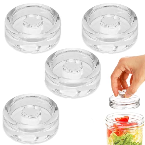 FEADBYT Fermentiergewichte, 4 Stück Fermentiergewichte, Gurken Einmachglas Gewicht, Glas Gewichte zur Fermentation Ø 7cm, Glasgewichte für Gärung mit Breiter Öffnung, Transparent von FEADBYT