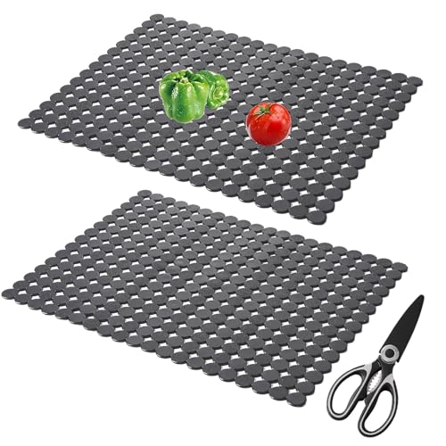 Spülbeckeneinlage, 2 Stück Spülbeckenmatte, 30 x 40 cm Spülmatte, PET Zuschneidbar, Abtropfmatte, Blanco Spüle Zubehör, Mit Schere, Für Keramik/Edelstahl Spülen (Transluzentes Schwarz) von FEADBYT