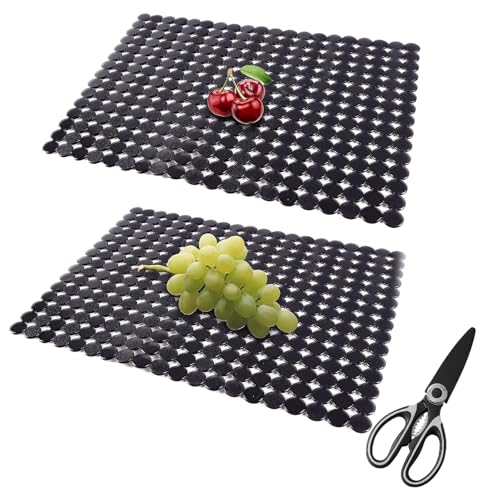 FEADBYT Spülbeckeneinlage, 2 Stück Spülbeckenmatte, 30 x 40 cm Spülmatte, PET Zuschneidbar Spülbeckeneinlage, Abtropfmatte, Blanco Spüle Zubehör, Mit Schere, Für Keramik/Edelstahl Spülen (Schwarz) von FEADBYT