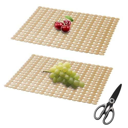 FEADBYT Spülbeckeneinlage, 2 Stück Spülbeckenmatte, 30 x 40 cm Spülmatte, PET Zuschneidbar Spülbeckeneinlage, Abtropfmatte, Blanco Spüle Zubehör, Mit Schere, Für Keramik/Edelstahl Spülen (Bronze) von FEADBYT
