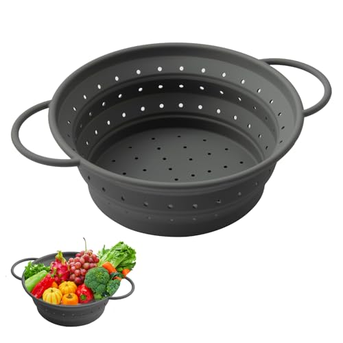 Faltbarer Seiher Sieb, 21,5 cm/8,5 in Waschschüssel für Gemüse, Abtropfsieb aus Silikon, Küchen Sieb, Faltbares Abtropfsieb, Aufbewahrung in der Küche, für Küche, Grau Faltbarer Seiher Sieb, 21,5 cm/8,5 in Waschschüssel für Gemüse, Abtropfsieb aus Silikon, Küchen Sieb, Faltbares Abtropfsieb, Aufbewahrung in der Küche, für Küche, Grau von FEADBYT