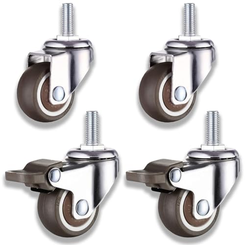 Lenkrollen für Möbel, Brems Lenkrollen, M8 X 25mm, 2 mit Bremse + 2 ohne Bremse 360° Schwenkbar,Llenkbare, Geräuscharme, Rutschfeste Gummiräder, für Innen Lenkrollen für Möbel, Brems Lenkrollen, M8 X 25mm, 2 mit Bremse + 2 ohne Bremse 360° Schwenkbar,Llenkbare, Geräuscharme, Rutschfeste Gummiräder, für Innen von FEADBYT