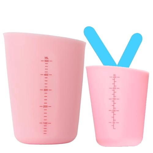 Messbecher aus Silikon, 2 Stück Klein Messbecher, Silikon Messbecher Set 250ml 500ml, mit 2 Stück Rührstab,Klein Messbecher, Silikonbecher, Silikonbecher Zum Gießen,Rosa Messbecher aus Silikon, 2 Stück Klein Messbecher, Silikon Messbecher Set 250ml 500ml, mit 2 Stück Rührstab,Klein Messbecher, Silikonbecher, Silikonbecher Zum Gießen,Rosa von FEADBYT