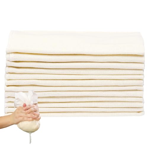 Passiertuch, Satz mit 12 Filtertücher, 60 x 60Käsetuch Filtertuch, Leinen, Baumwolle, für die Filtration von Tofu, Käse, Saft, Joghurt Passiertuch, Satz mit 12 Filtertücher, 60 x 60Käsetuch Filtertuch, Leinen, Baumwolle, für die Filtration von Tofu, Käse, Saft, Joghurt von FEADBYT