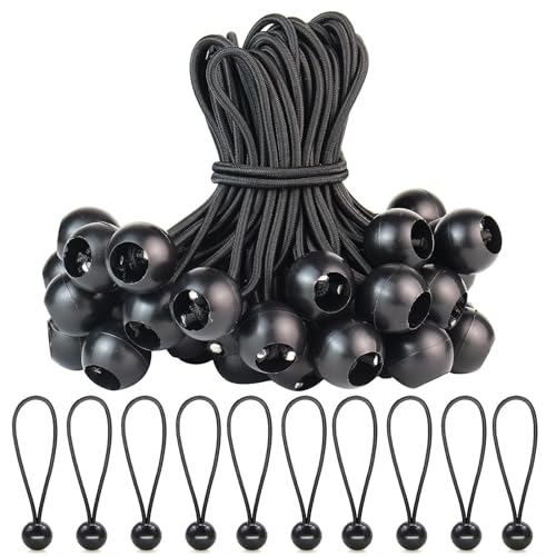 Planenspanner mit Kugel,50 Stück Spanngummis mit Kugel,Gummispanner Zeltgummis Expanderschlingen,Planenspanner mit Kugel 15cm,Gummischlaufen für Zelt Banner(Schwarz) von FEADBYT