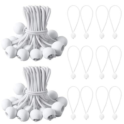 Planenspanner mit Kugel,50 Stück Spanngummis mit Kugel,Gummispanner Zeltgummis Expanderschlingen,Planenspanner mit Kugel 15cm,Gummischlaufen für Zelt Banner(Weiß) von FEADBYT